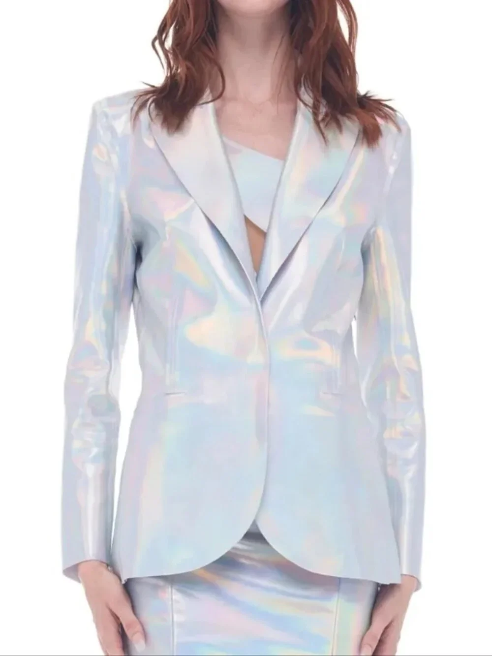 Norma Kamali silver holographic blazer XL/42